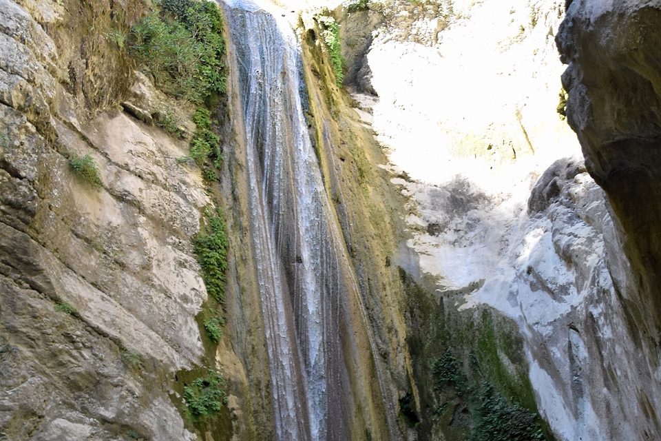 Nydri waterfalls. The Dimosari falls at the head of the gorge